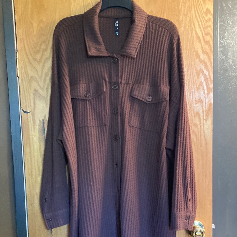 Torrid Chocolate Brown Ribbed Sweater/Shacket